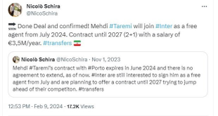 عکس| انتقال طارمی به اینتر تایید شد
