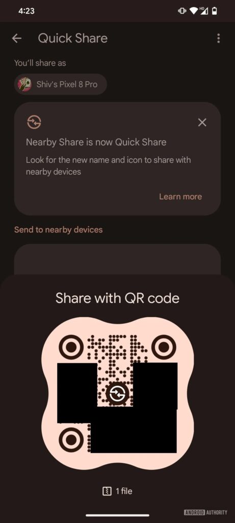 1716269372 116 قابلیت اتصال در Quick Share انگارً با کدهای QR سریع